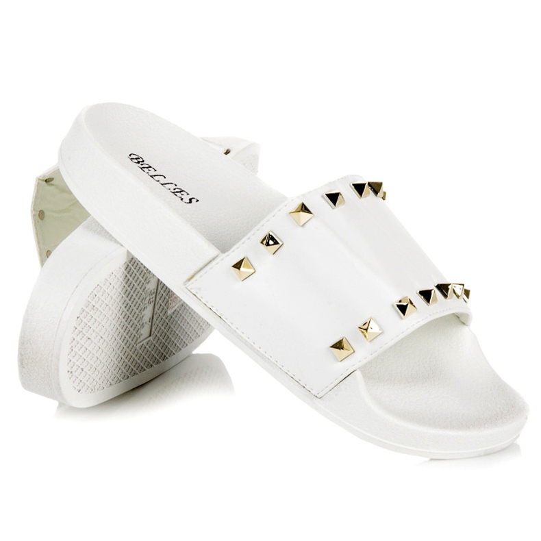 White slippers with rhinestones 2