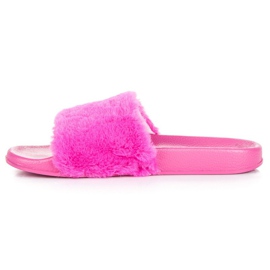 Fuchsia slippers with fur pink 1