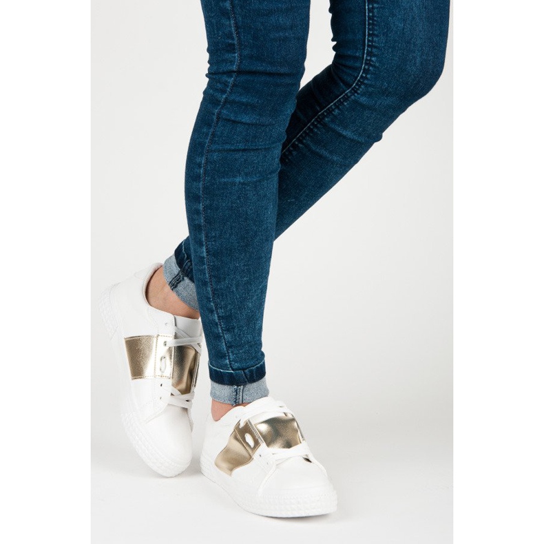 White sports fashion sneakers yellow 2 White sports fashion sneakers yellow 2