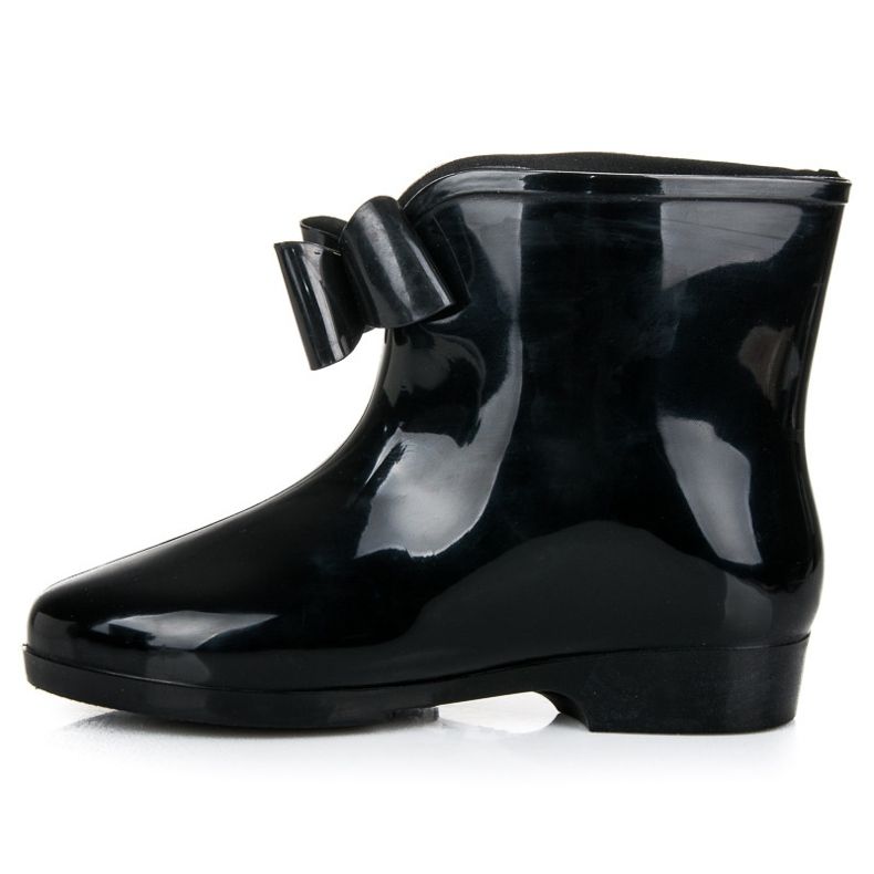 Black rubber boots with a bow 1