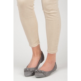 Seastar V-neck suede ballerinas grey 1