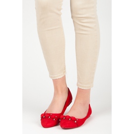 Seastar V-neck suede ballerinas red 1