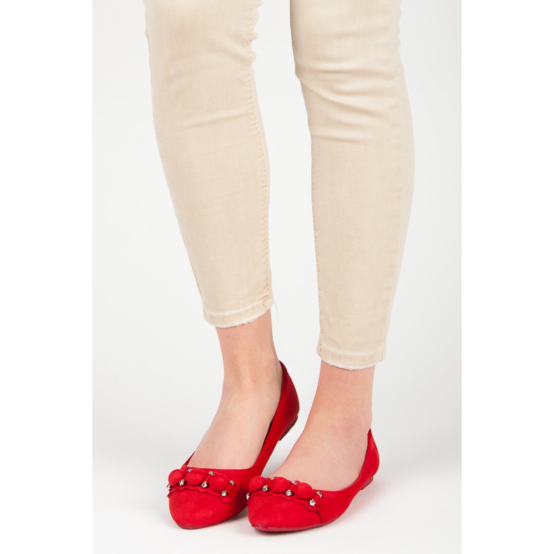 Seastar V-neck suede ballerinas red 1