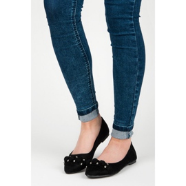 Seastar V-neck suede ballerinas black 1