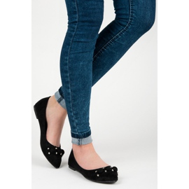 Seastar V-neck suede ballerinas black 2