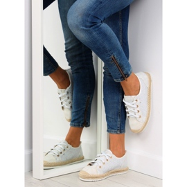 White lace-up espadrilles sneakers B-140 White 1