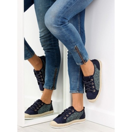 Navy blue laced espadrilles sneakers B-140 DK.BLUE 1 Navy blue laced espadrilles sneakers B-140 DK.BLUE 1