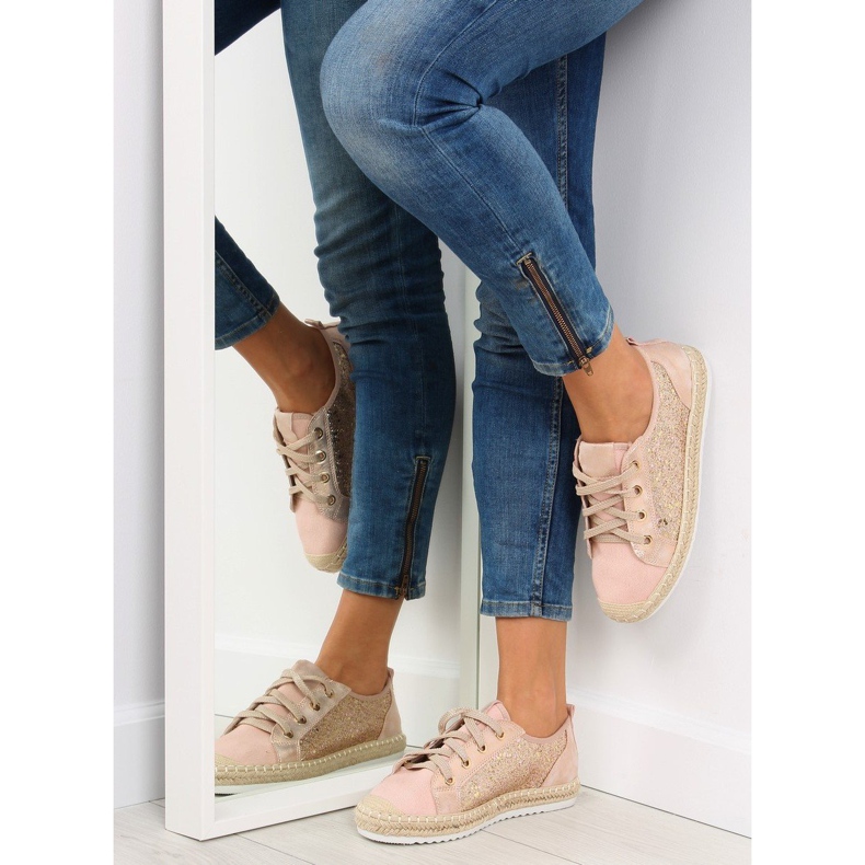 Pink laced espadrilles sneakers B-140 Pink 2
