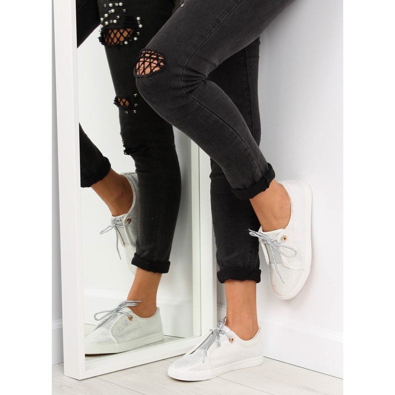 Silver women's sneakers MB102 White grey 1
