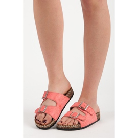 Seastar Suede slippers with buckles pink 1
