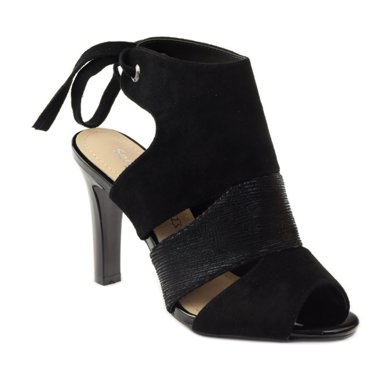 Sergio Leone 1489 tied suede sandals black 1