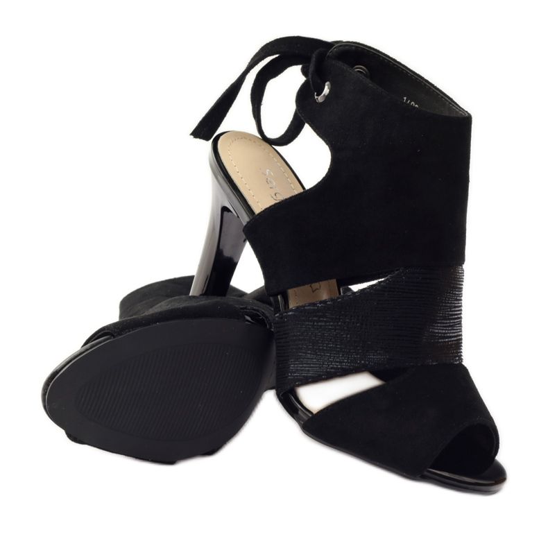 Sergio Leone 1489 tied suede sandals black 3