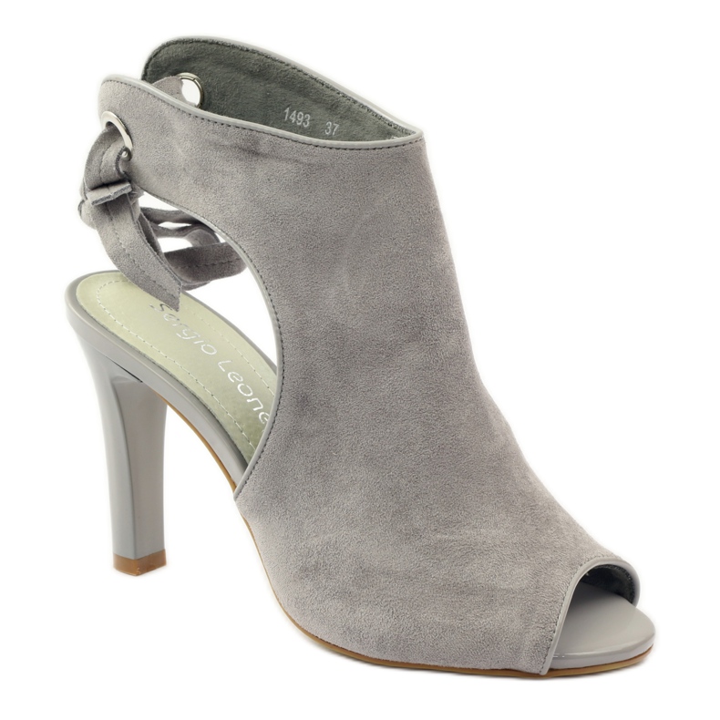 Sergio Leone 1493 tied suede sandals grey 1