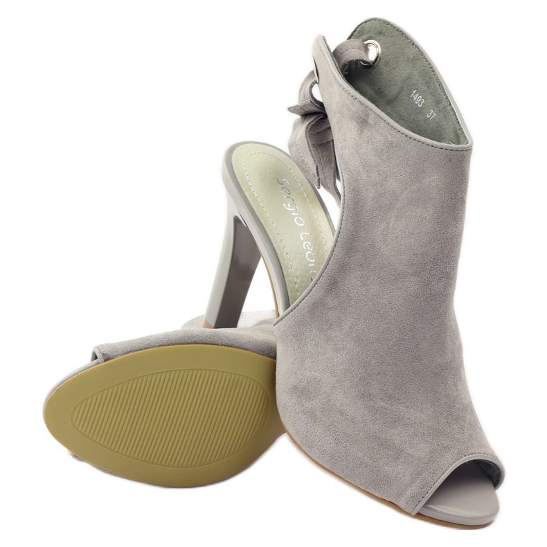 Sergio Leone 1493 tied suede sandals grey 3