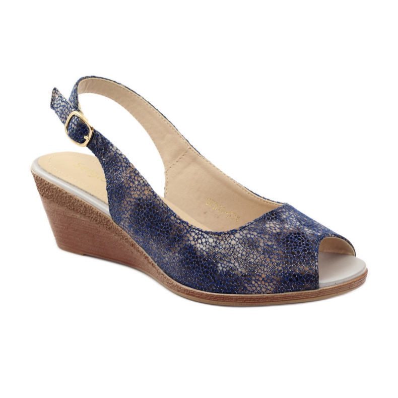 Sergio Leone 811 wedge sandals navy blue 1