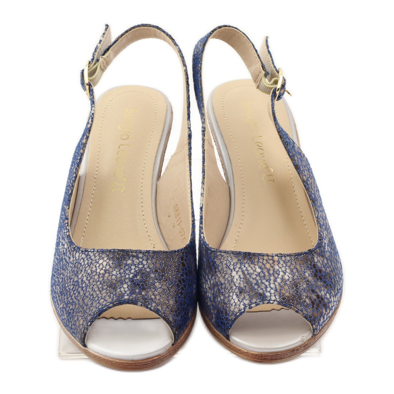 Sergio Leone 811 wedge sandals navy blue 4