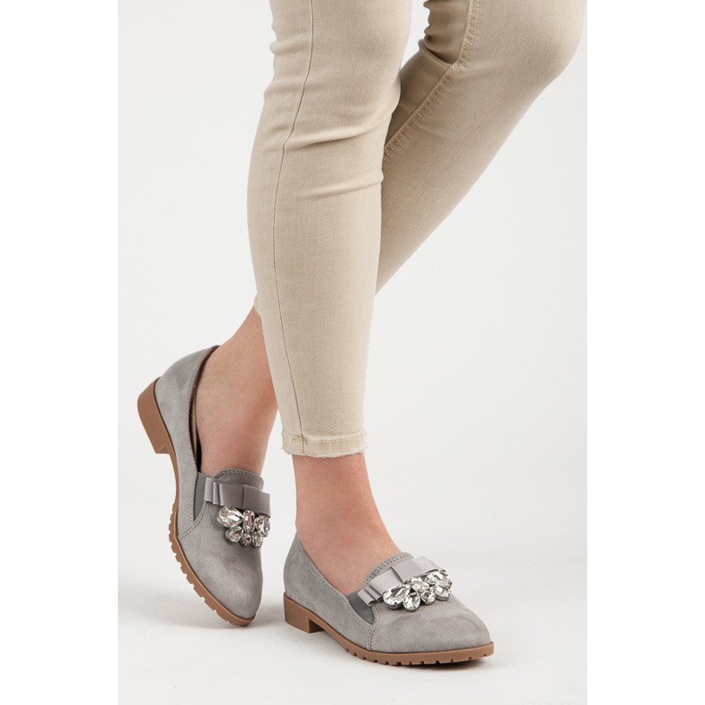 Bestelle Slip-on shoes with an ornament grey 2