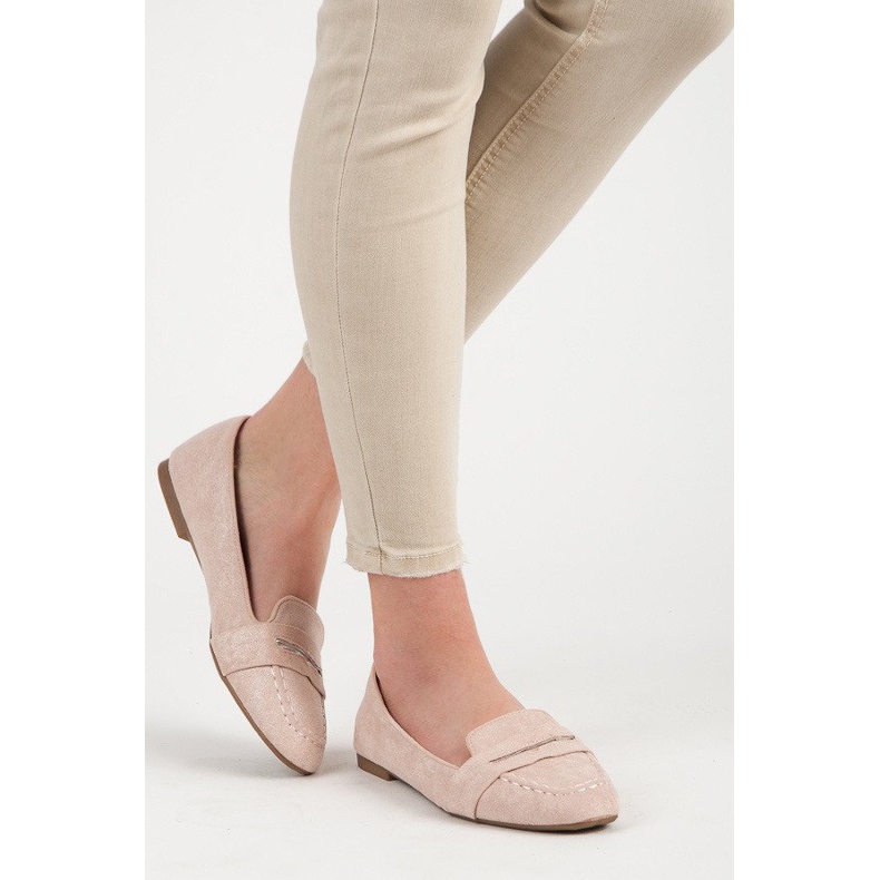 Small Swan Suede loafers with glitter pink 2