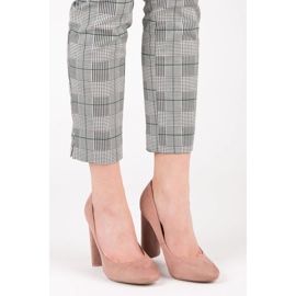 Ideal Shoes Elegant pumps on the post pink 1