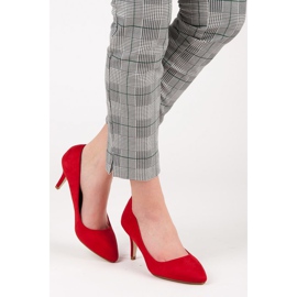 Suede high-heeled pumps red 2