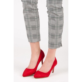 Suede high-heeled pumps red 1