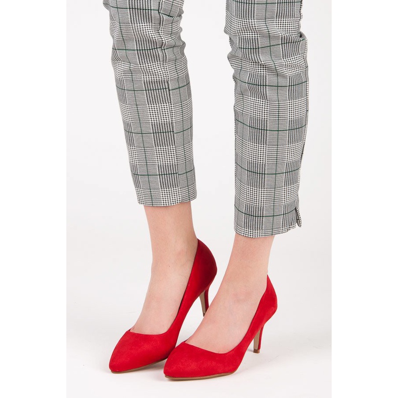 Suede high-heeled pumps red 1
