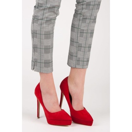 Bestelle Suede heels on the platform red 1