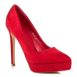 Bestelle Suede heels on the platform red 3