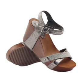 M.Daszyński Wedge sandals Daszyński with cubic zirconias grey 3