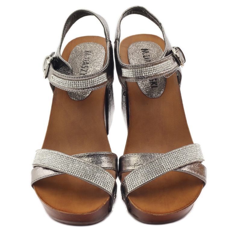 M.Daszyński Wedge sandals Daszyński with cubic zirconias grey 4