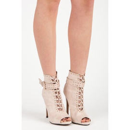 Seastar Open toe suede ankle boots beige 1