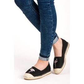 Bestelle Black espadrilles with a flamingo 2