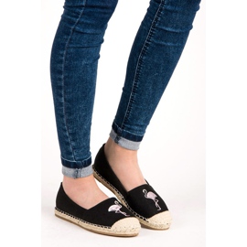 Bestelle Black espadrilles with a flamingo 1