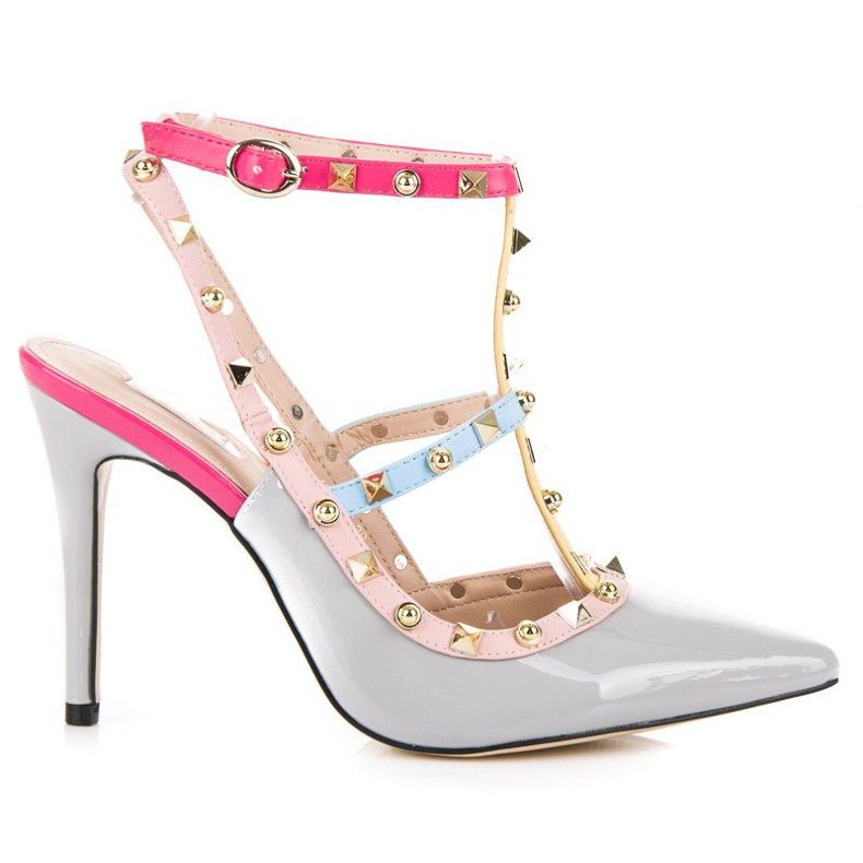 Colorful sandals on a high heel vices grey 2