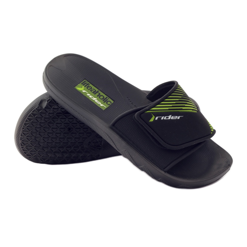 Rider 82326 leisure pool slippers black green 3