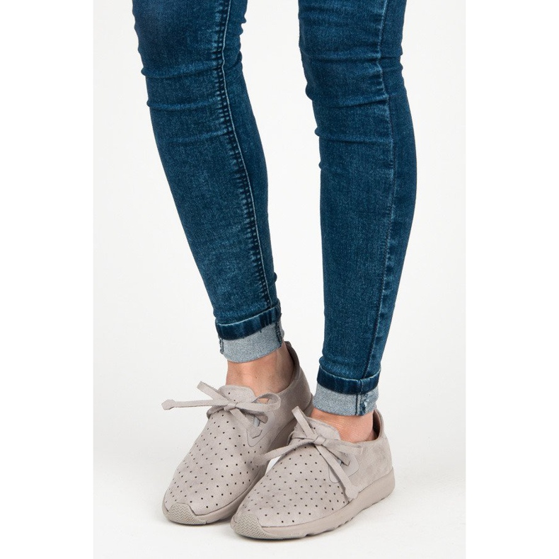 Kylie Suede Openwork Slipons grey 1