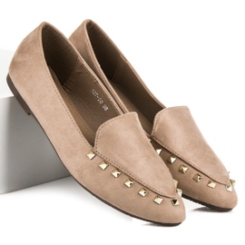 Slip-on shoes with studs brown 1