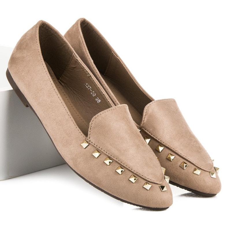Slip-on shoes with studs brown 1