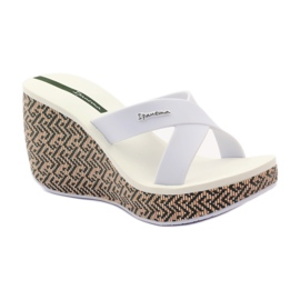 Women's wedge Ipanema 82288 slippers white brown green 1