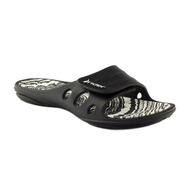 Rider 82213 velcro pool slippers black white 1