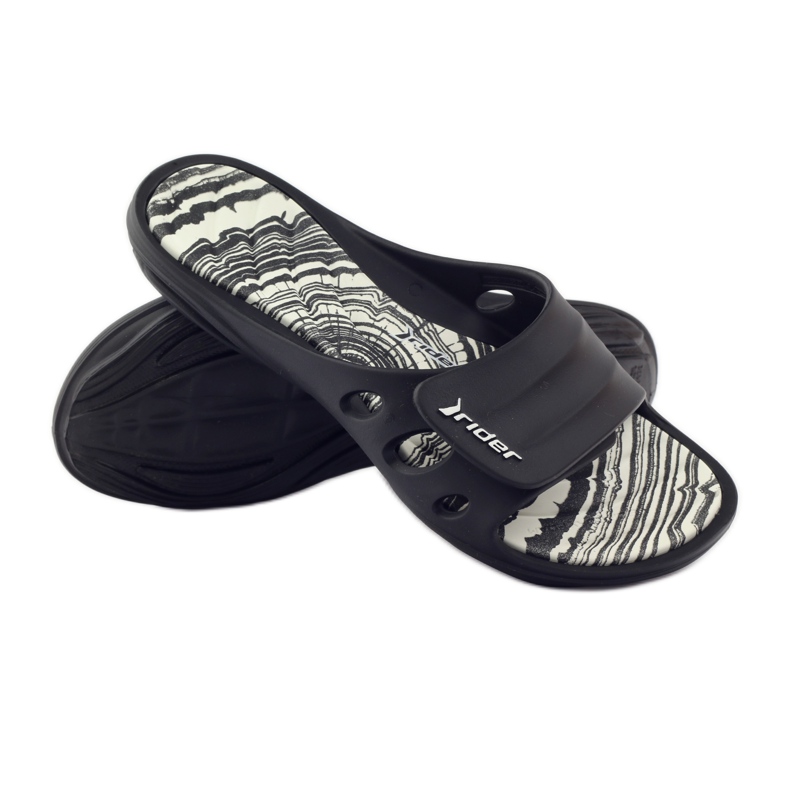 Rider 82213 velcro pool slippers black white 3
