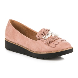 Comer Pink loafers with pearls 2