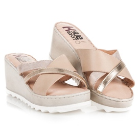 Kylie Wedge slippers brown 1