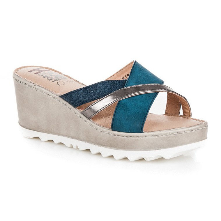 Kylie Wedge slippers blue 1