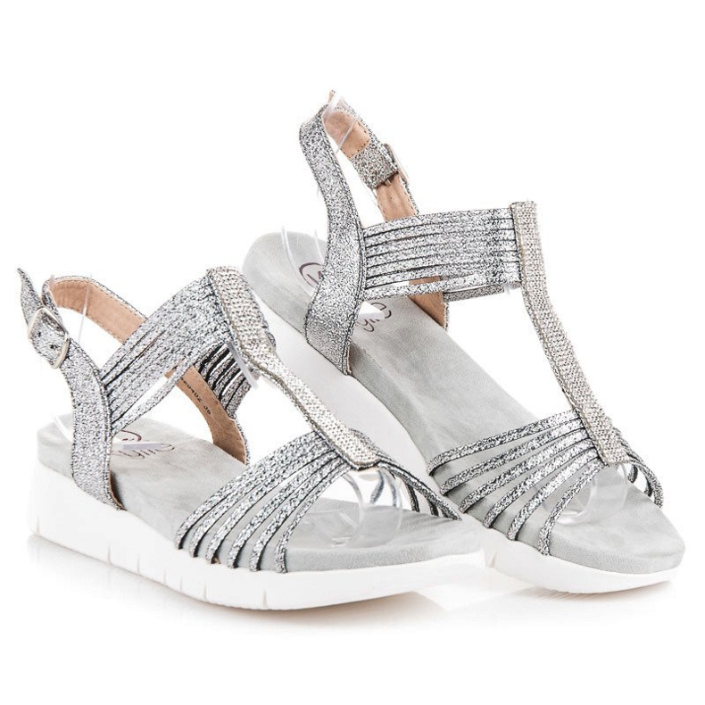 Kylie Sandals With Crystals grey 1