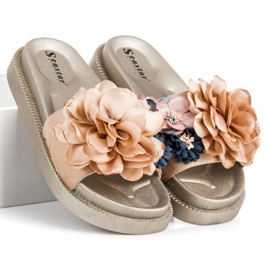 Seastar Flowers women's slippers yellow 1