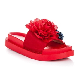 Seastar Flowers women's slippers red 1