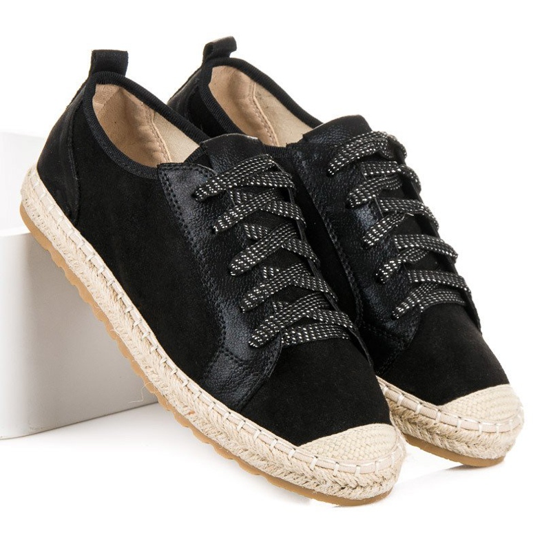 Seastar Lace-up suede espadrilles black 2