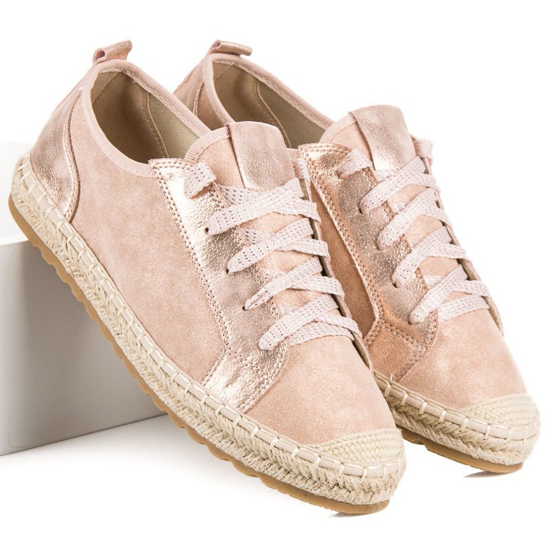 Seastar Lace-up suede espadrilles pink 1