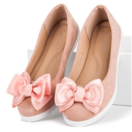 Comer Suede ballerinas with a bow pink 1
